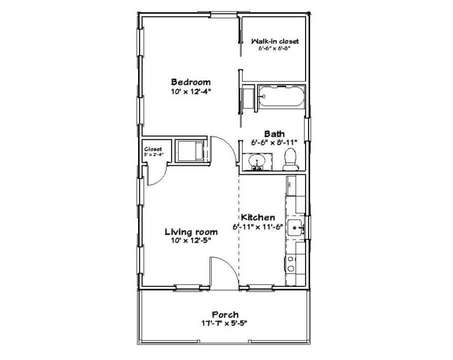 Buttonwood Cottage Plan - 499 sq. ft.