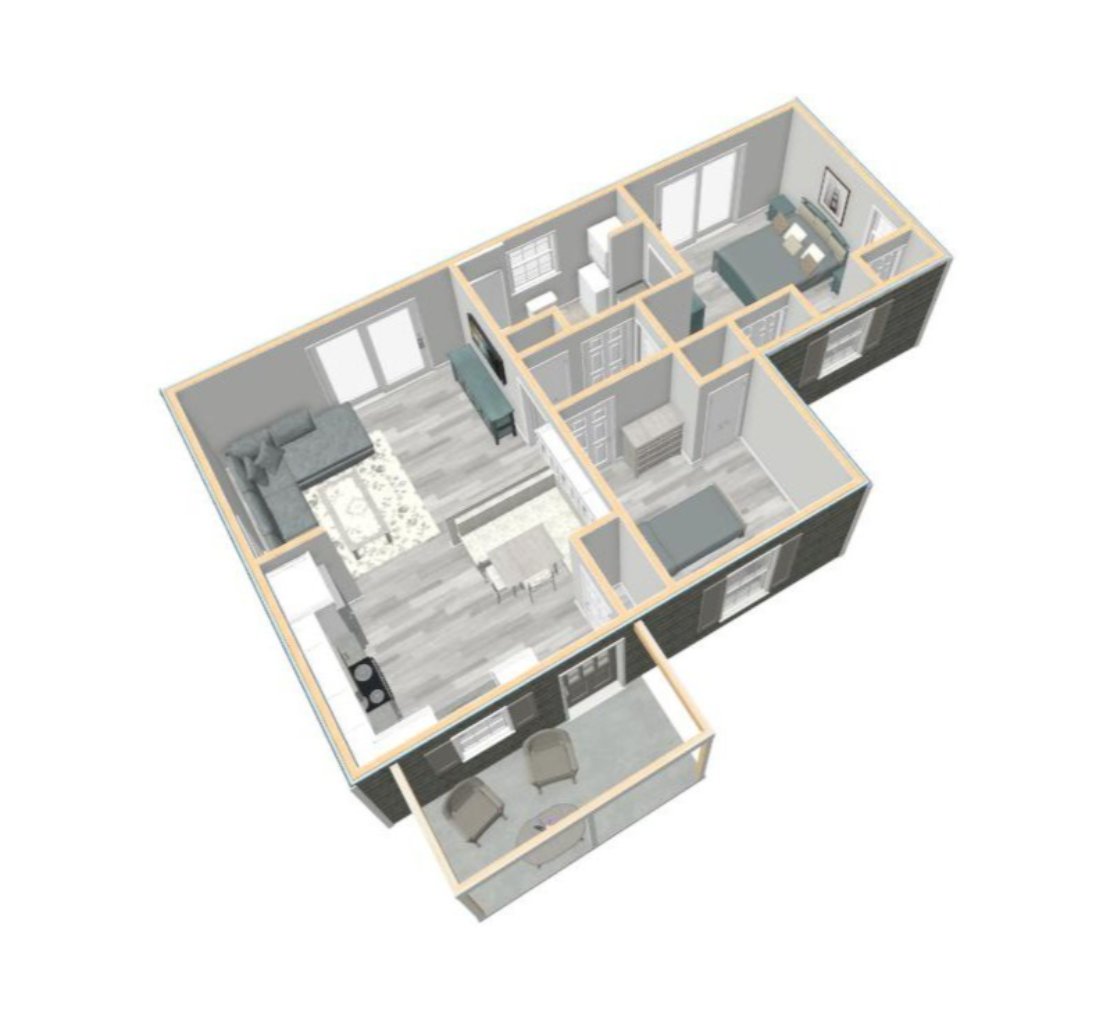 Hanover 2 Br Cottage Plan - 734 sq. ft.