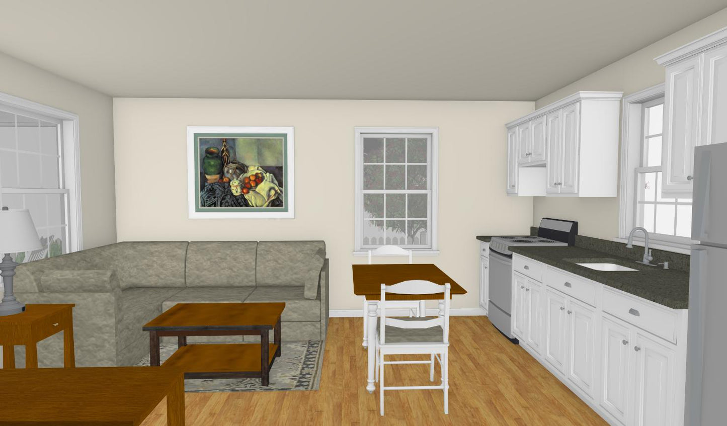 Mill Pond Cottage Plan - 384 sq. ft.