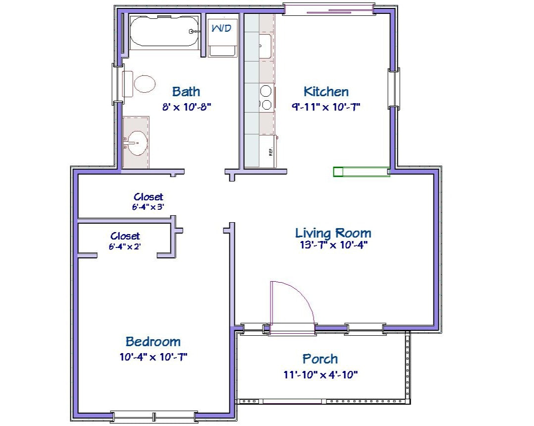 Avondale Cottage Plan -      550 sq. ft.