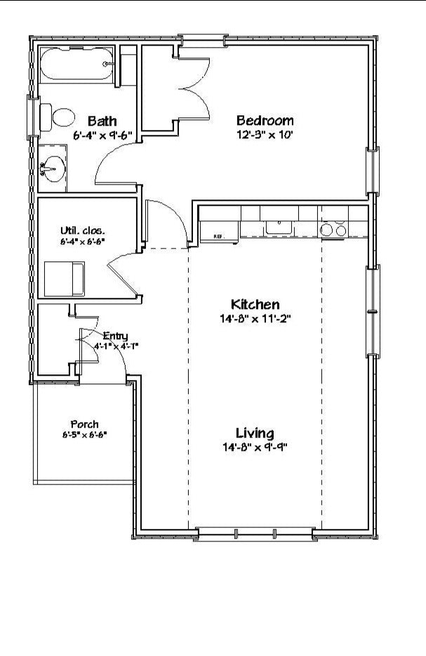 Bradford Cottage Plan - 637 sq. ft.