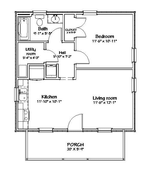 Forrest Grove Cottage Plan - 576 sq. ft.