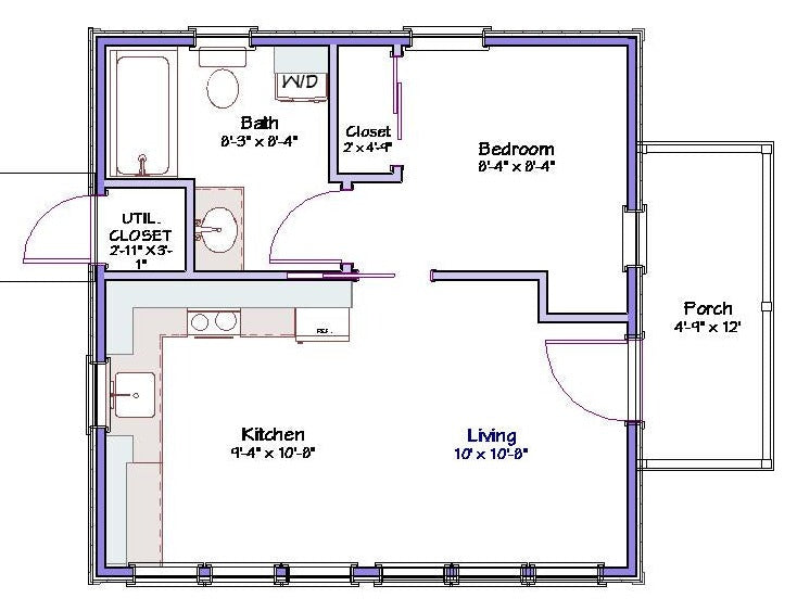 Gardenville Cottage Plan - 400 sq. ft.