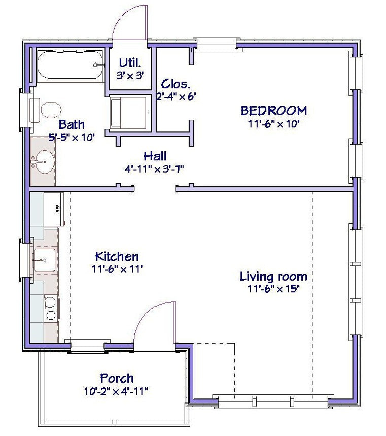 Glenwood Cottage Plan - 576 sq. ft.