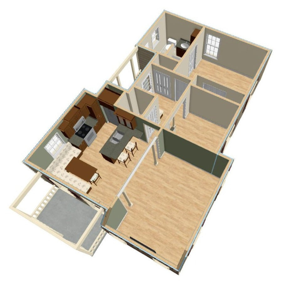 London Grove Cottage Plan - 799 sq. ft.