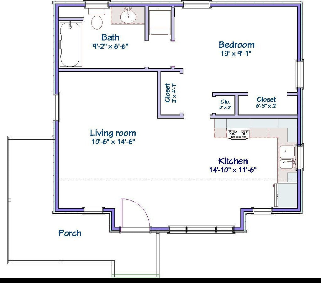 Mercer Cottage Plan  -  600 sq. ft.