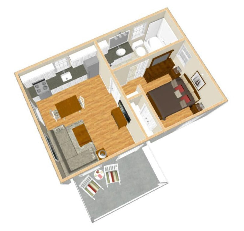 Mill Pond Cottage Plan - 384 sq. ft.
