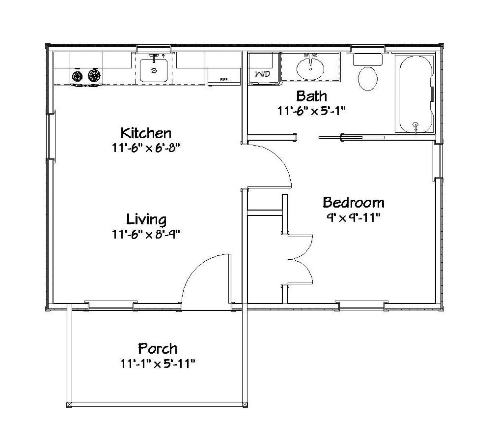 Mill Pond Cottage Plan - 384 sq. ft.