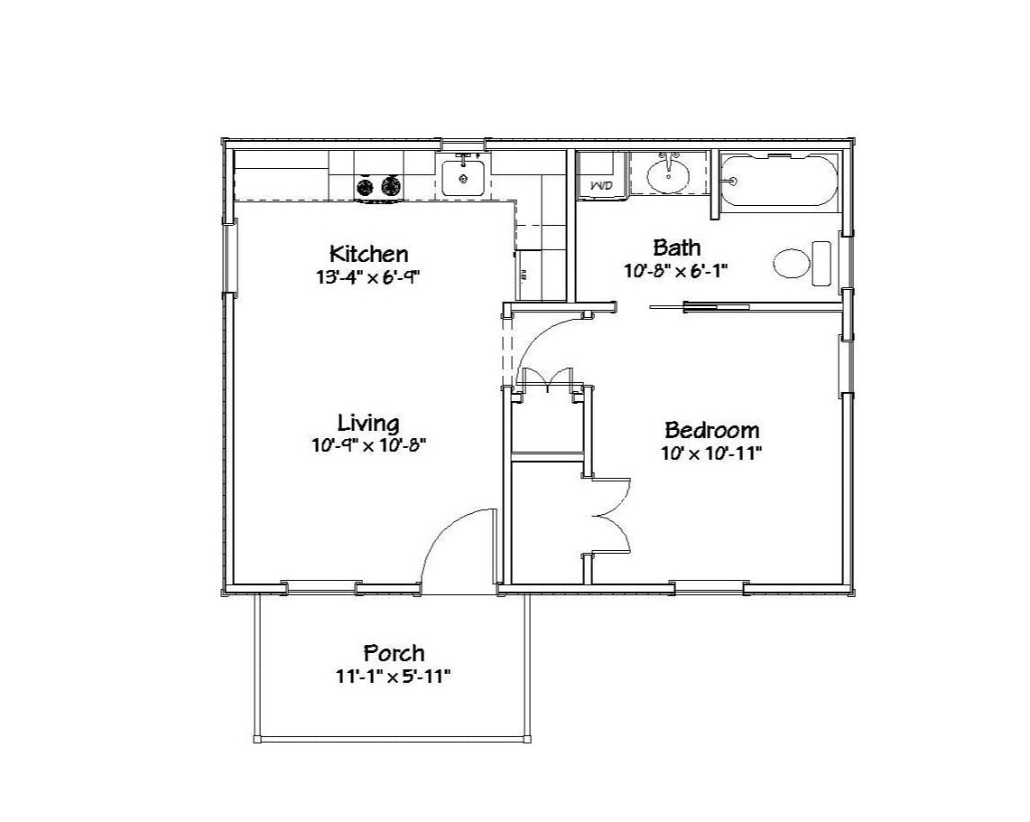 Millstream Cottage Plan - 450 sq. ft.