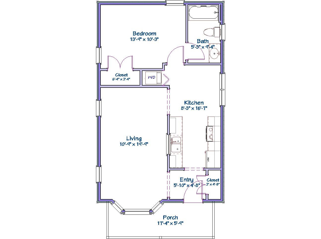 Rosewood Cottage Plan - 651 sq. ft.