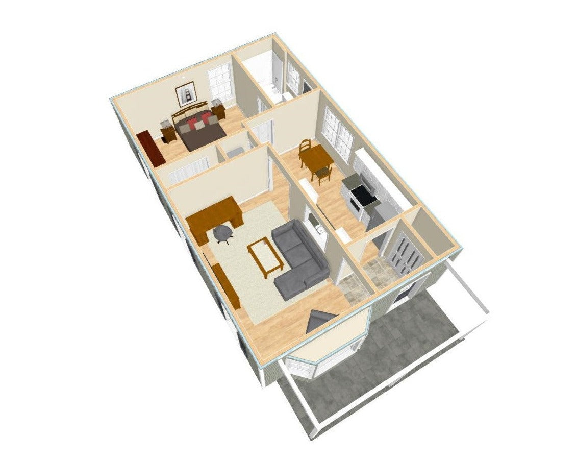 Rosewood Cottage Plan - 651 sq. ft.