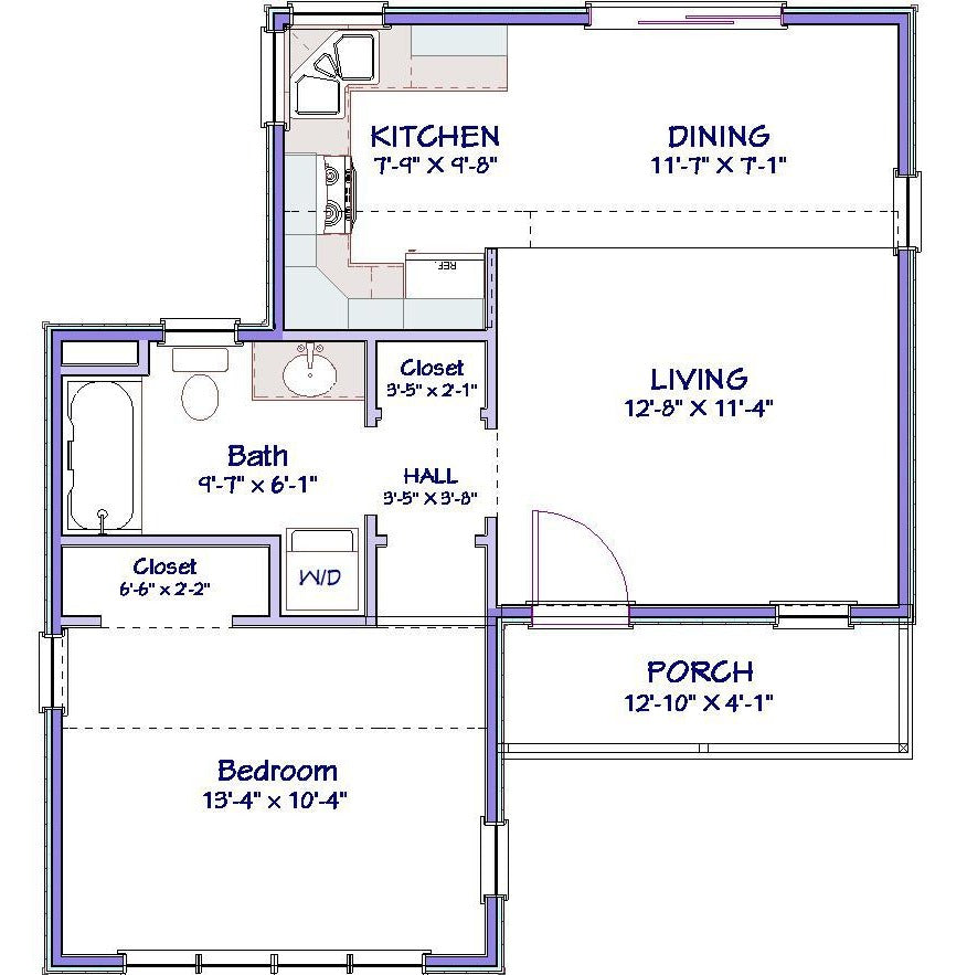 Stillwater Cottage Plan  -  596 sq. ft.