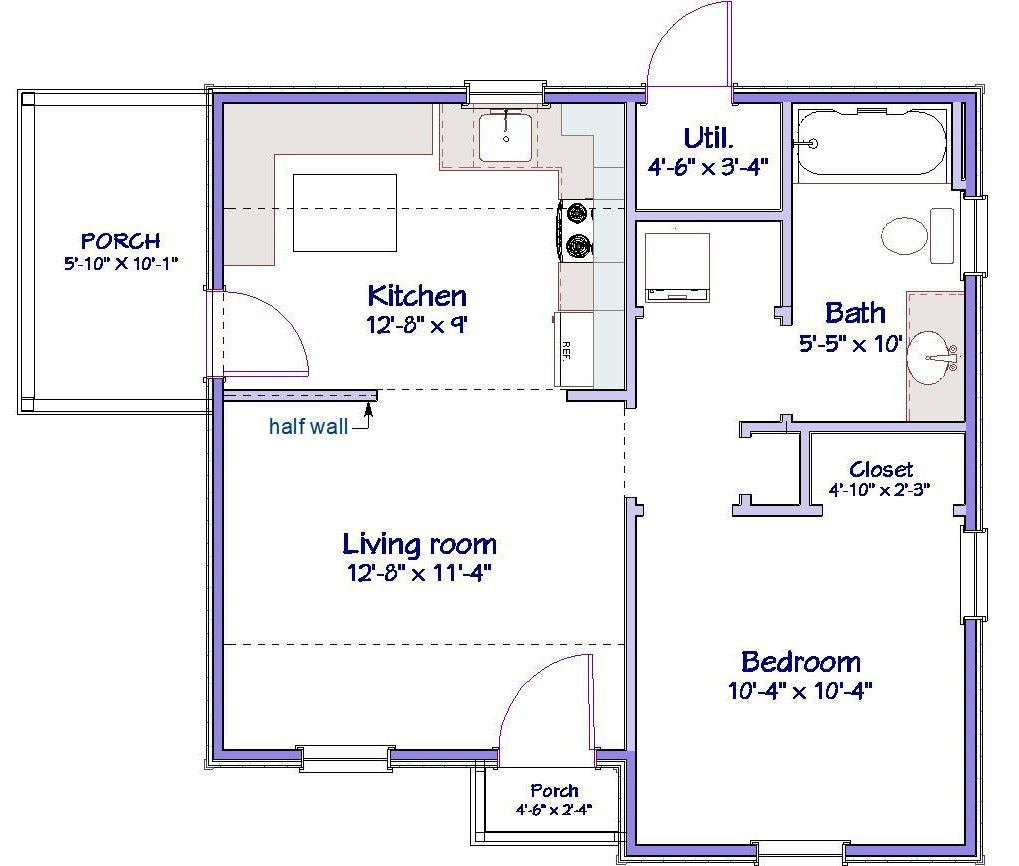 Pine Grove Cottage Plan - 538 sq. ft.