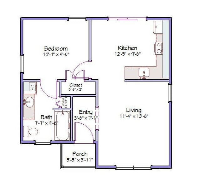 Nottingham Cottage Plan - 528 sq. ft.