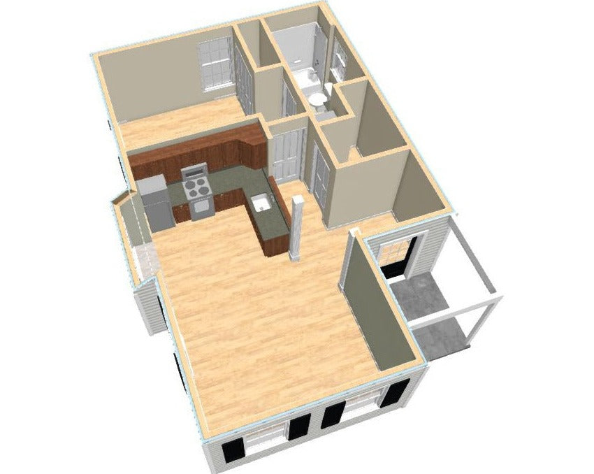 Claremont Cottage Plan - 580 sq. ft.