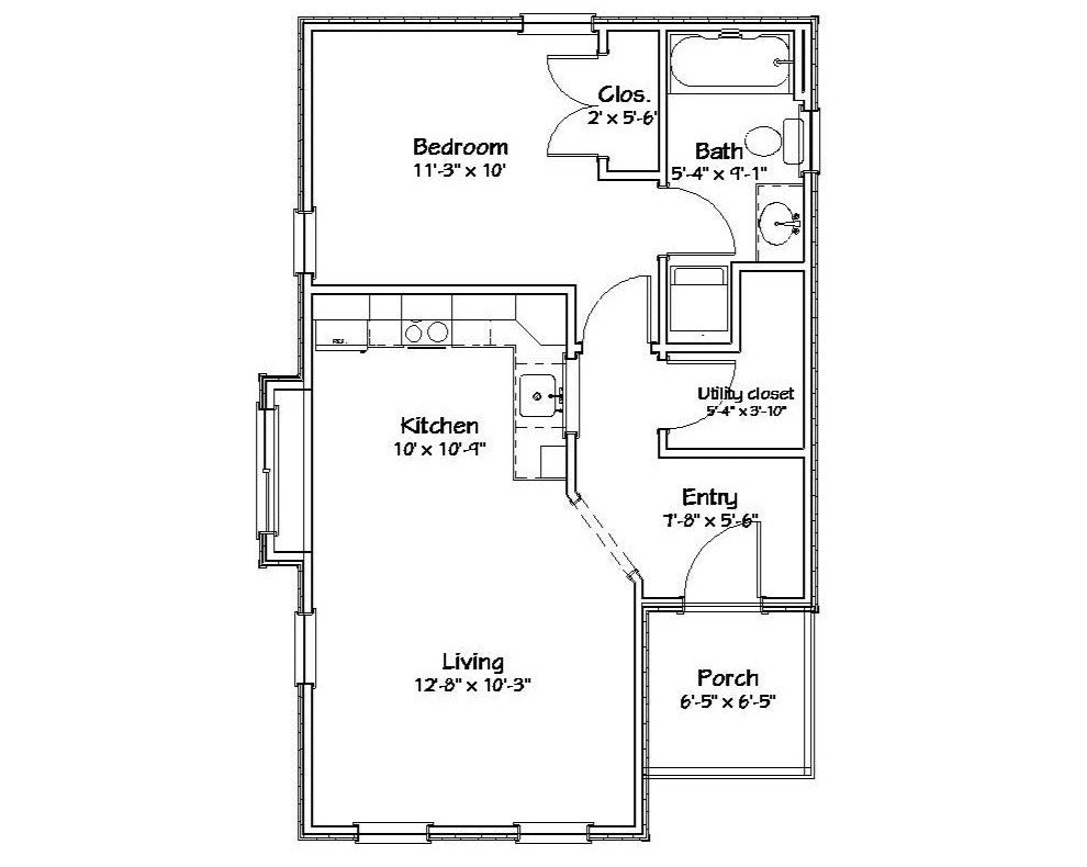 Claremont Cottage Plan - 580 sq. ft.