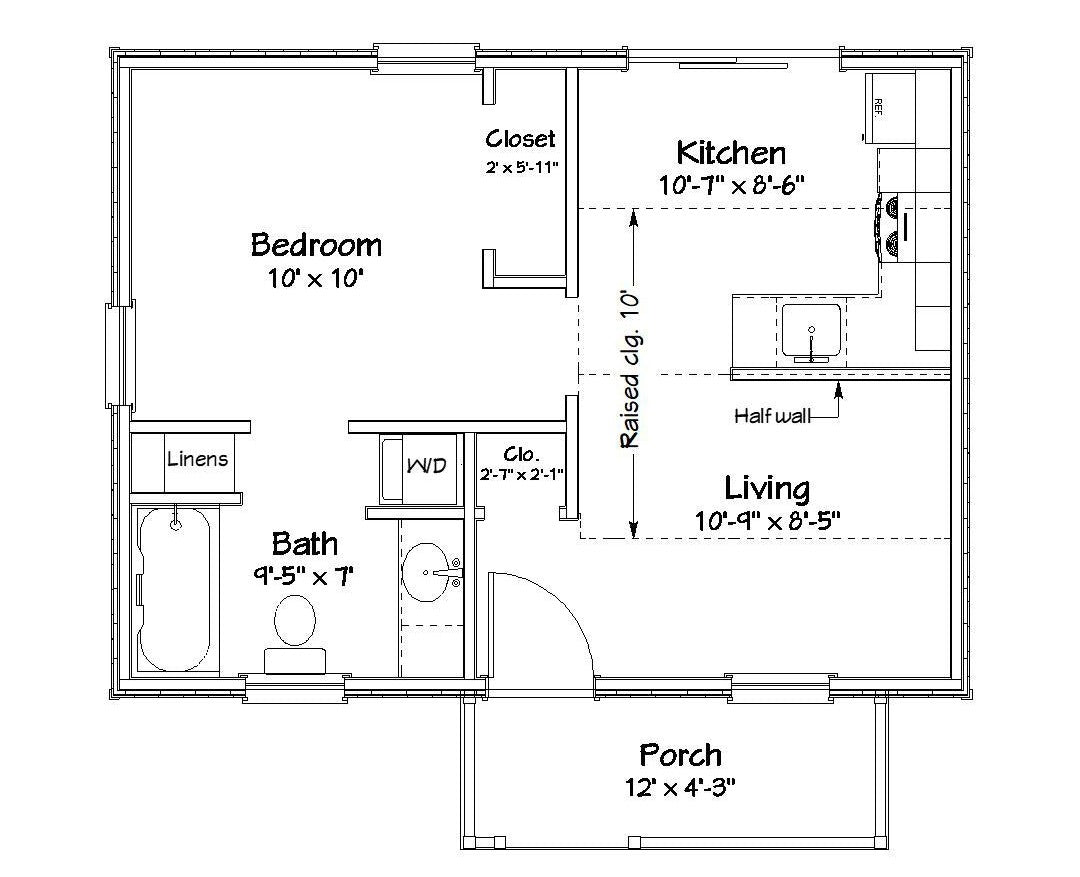 Dover Cottage Plan - 432 sq. ft.