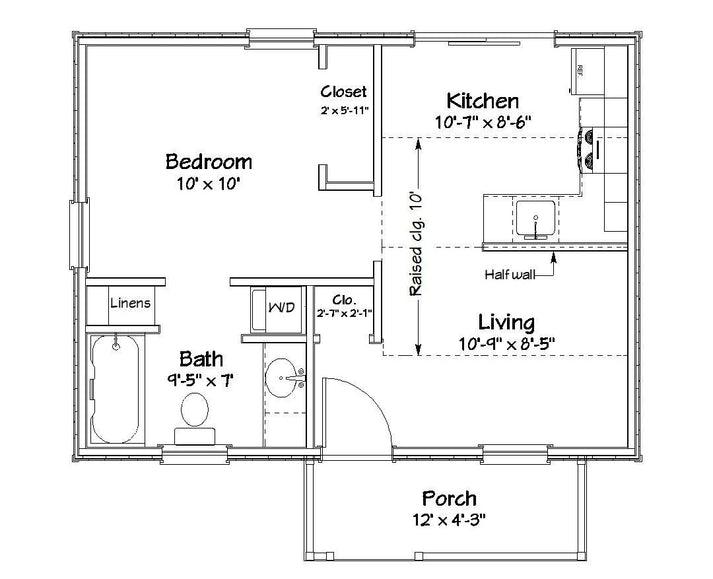 Dover Cottage Plan - 432 sq. ft. – Tuckaway Cottage Designs