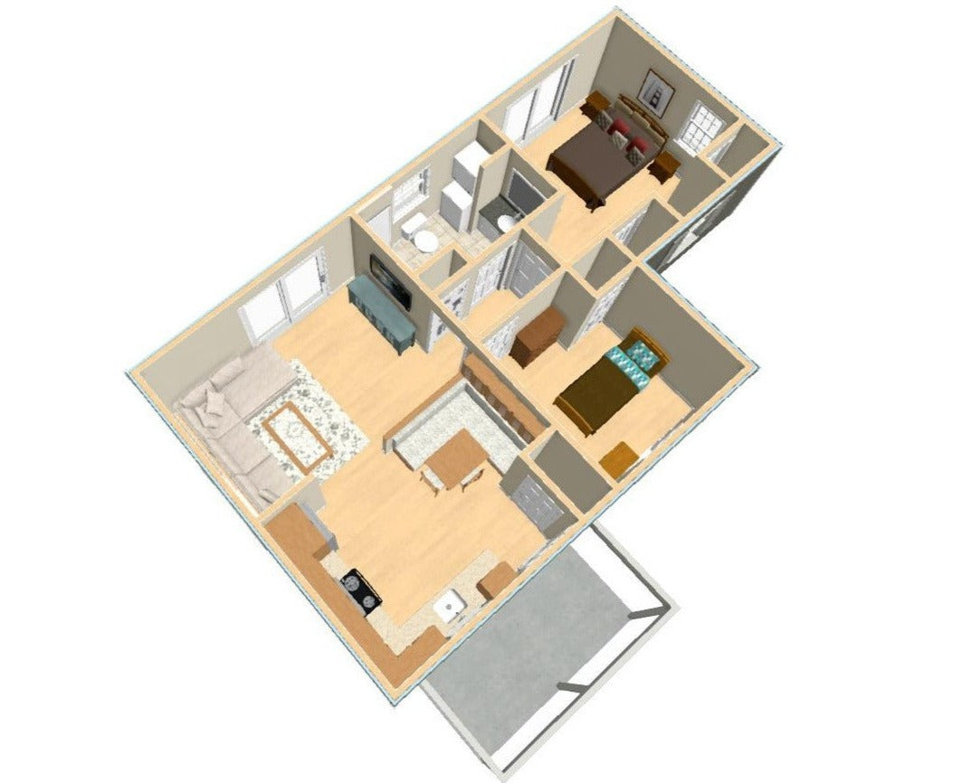 Hanover 2 Br Cottage Plan - 734 sq. ft.