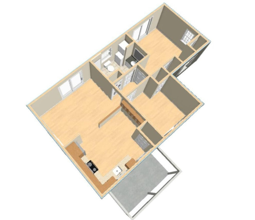 Hanover 2 Br Cottage Plan - 734 sq. ft.