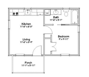 Mill Pond Cottage Plan - 384 sq. ft.
