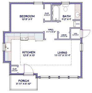 Pebble Hill Cottage Plan - 551 sq. ft.