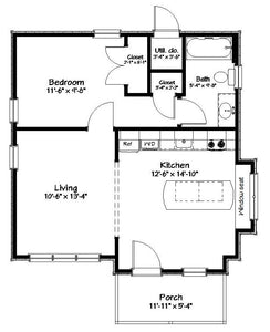 Richland Cottage Plan - 593 sq. ft.