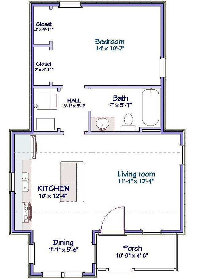 Westbrook Cottage Plan  -  612 sq. ft.